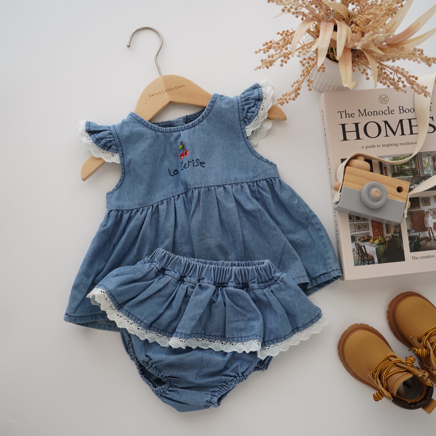 Cherry Denim Two Pieces Set