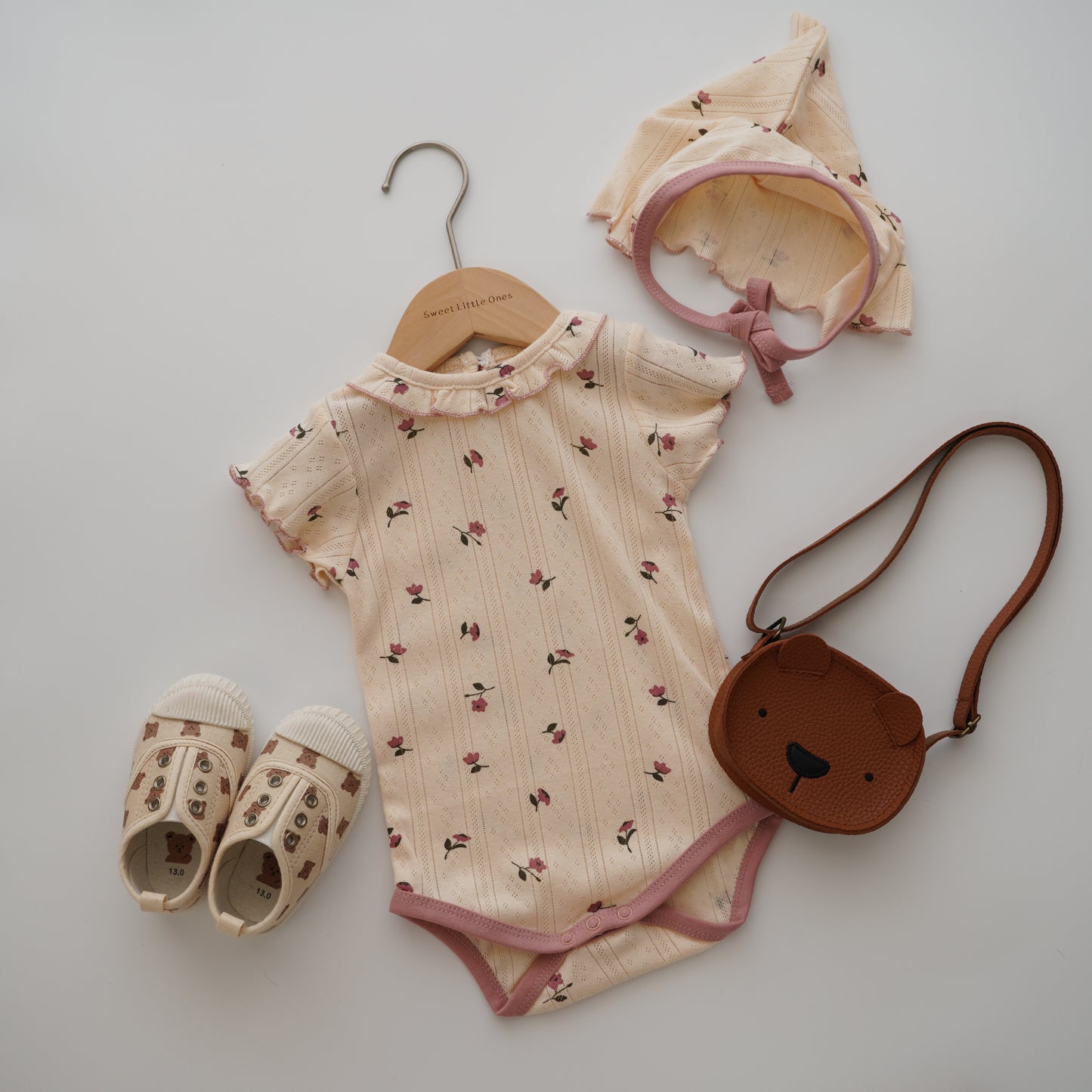 Tiny Flower Casual Romper with Hat