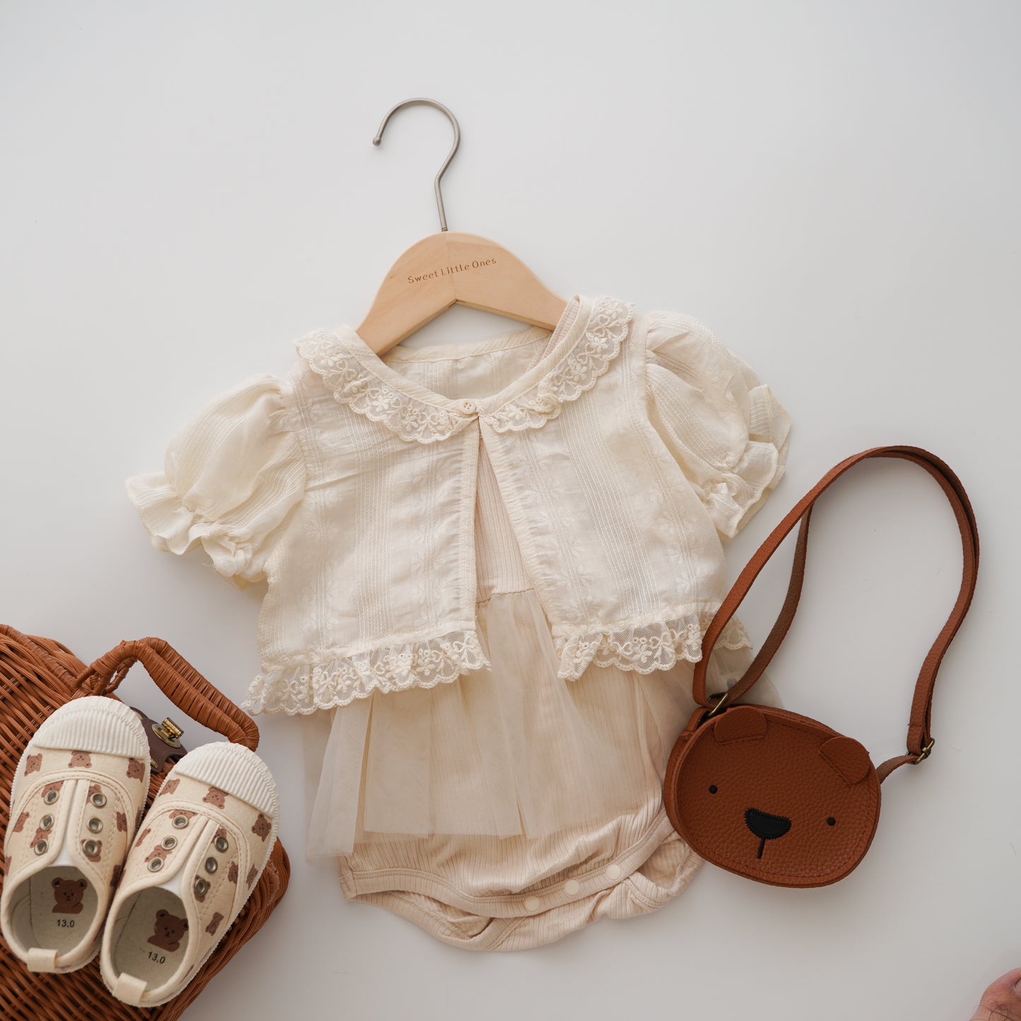 Basic Romper with Vintage Lacey Outer Set