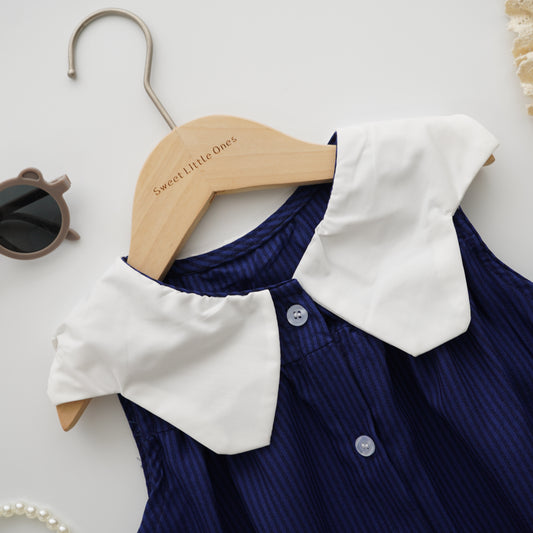 Collar Line Button Dress (Size 130&140)