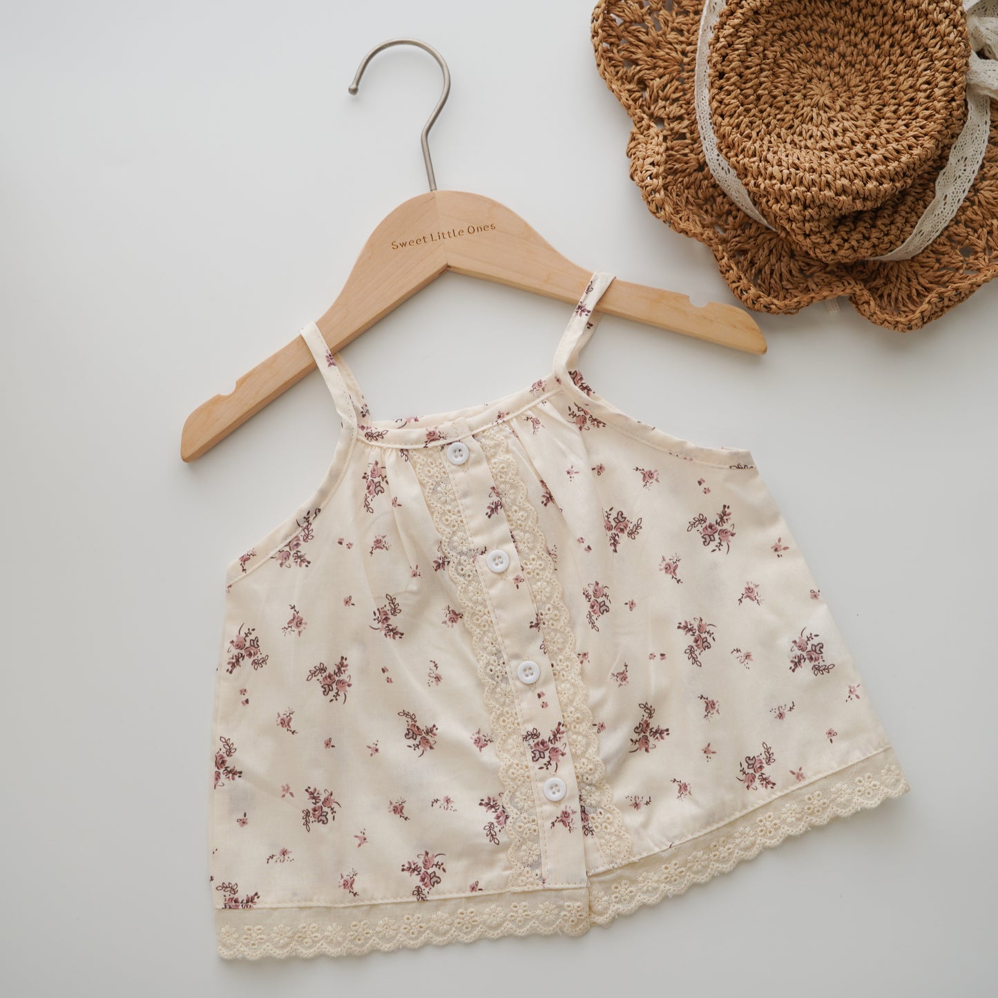 Flower Buttoned Two Pieces Set