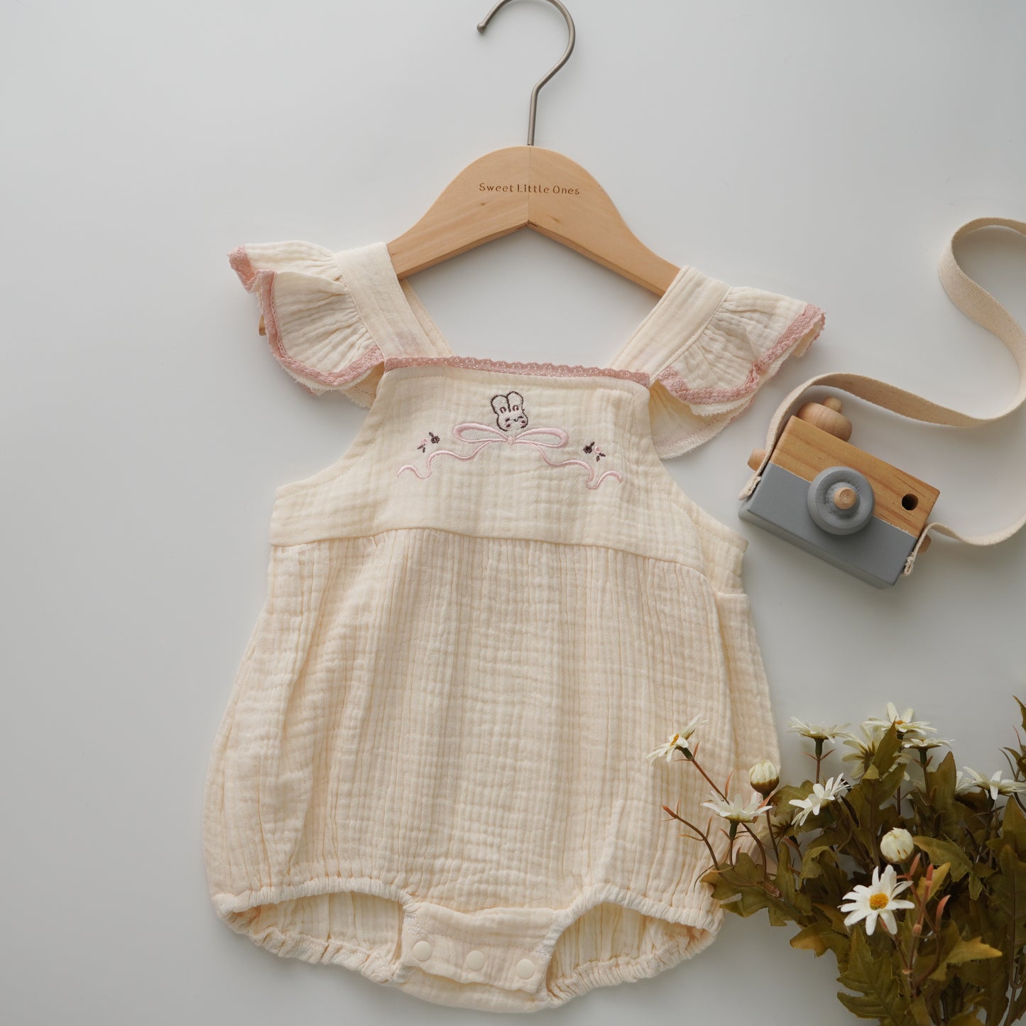 Ruffled Cotton Bunny Romper