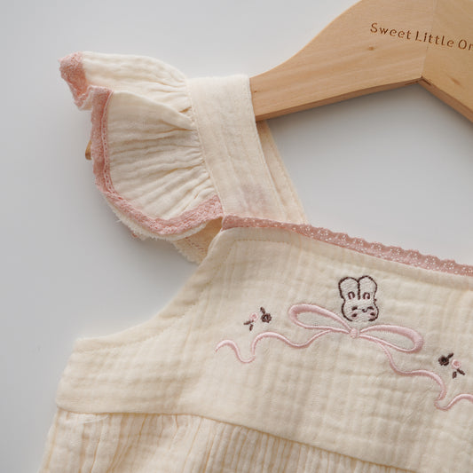 Ruffled Cotton Bunny Romper (Size 66)