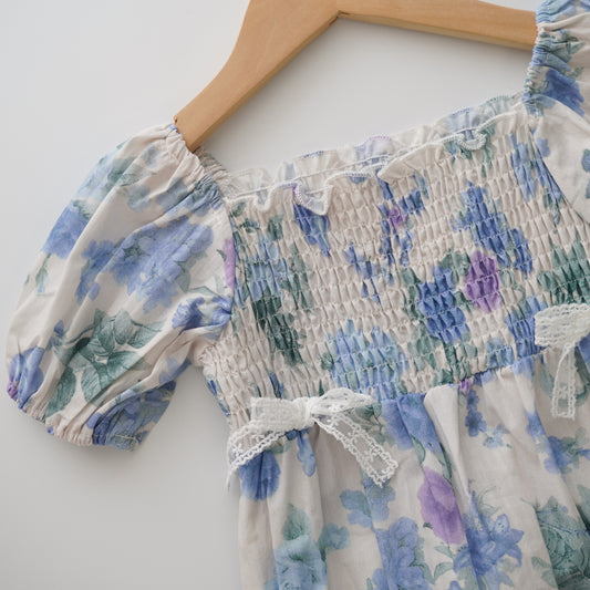 Puff Sleeves Blue Romper (Size 66)