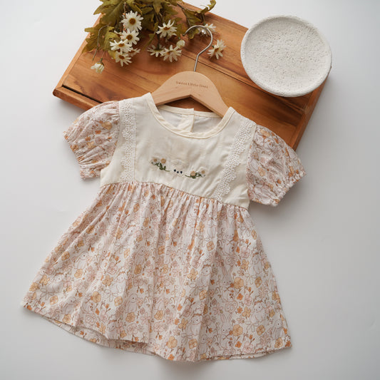 Summer Rabbit Puff Sleeves Dress