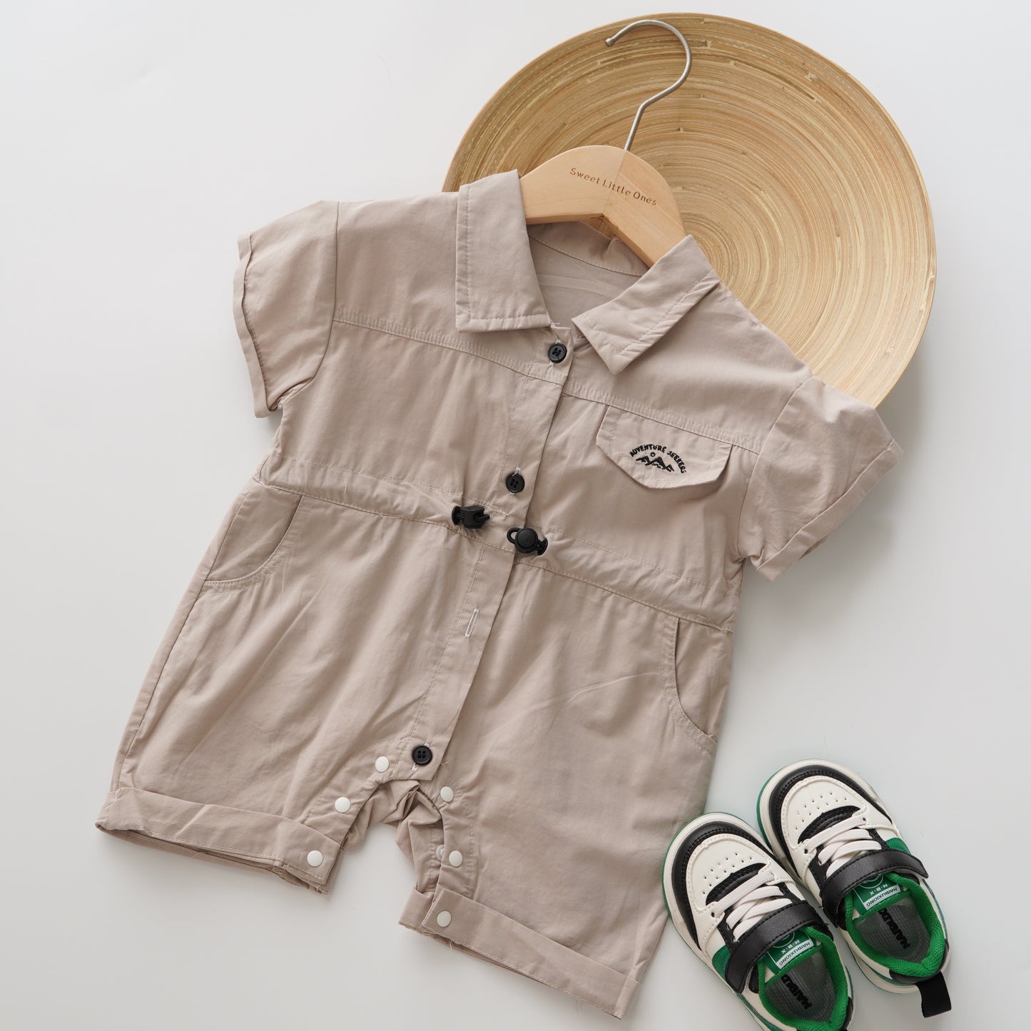 Brown Buttoned Boy Overall
