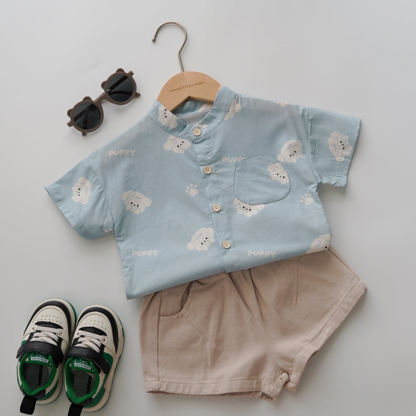 Puppy Baby Blue Boy Shirt