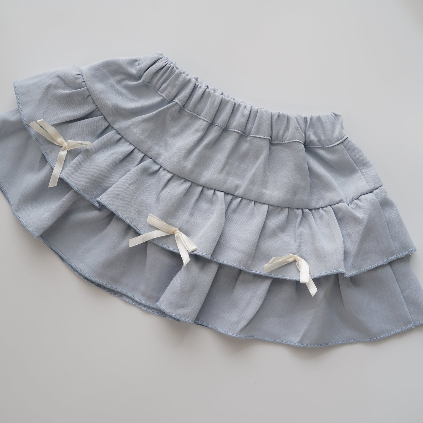 Kitten Ribbon Top & Baby Blue Layer Skirt Set