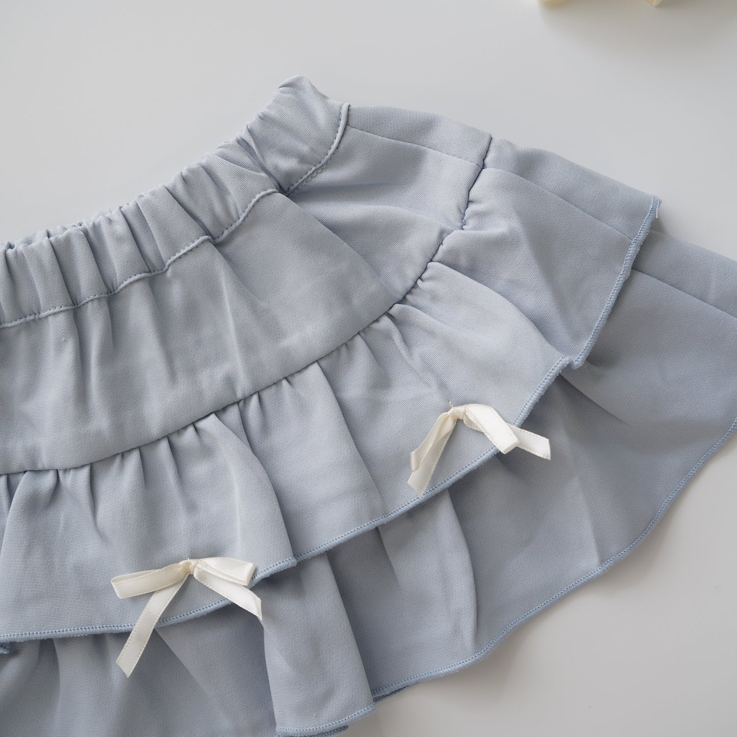 Kitten Ribbon Top & Baby Blue Layer Skirt Set