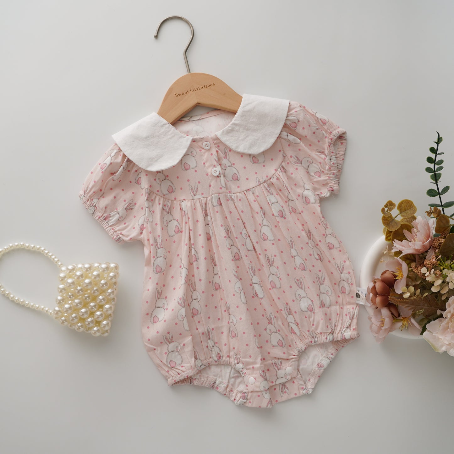 Bunny Print & Ear Romper