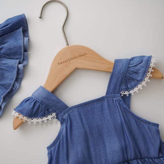 Denim Casual Girl Romper with Hat (Size 59)