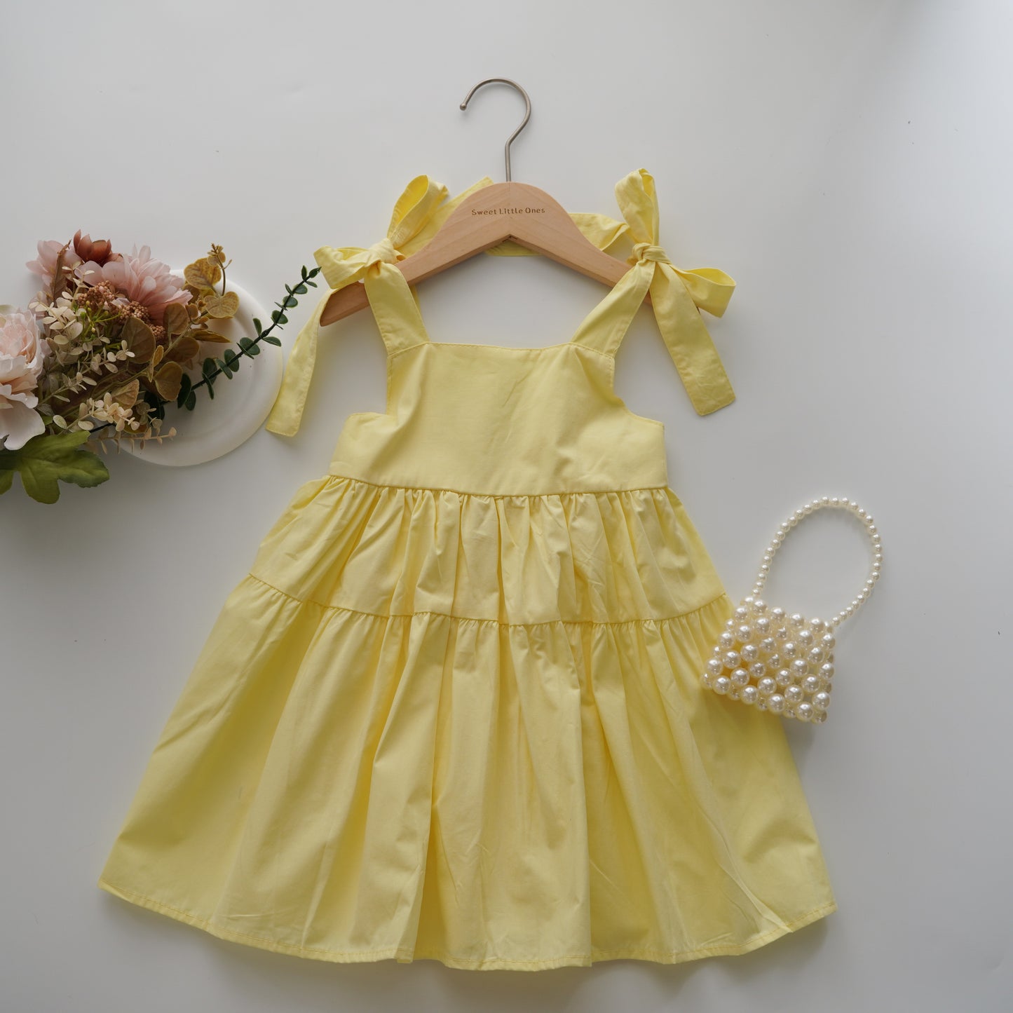 Pastel Yellow Self Tie Dress
