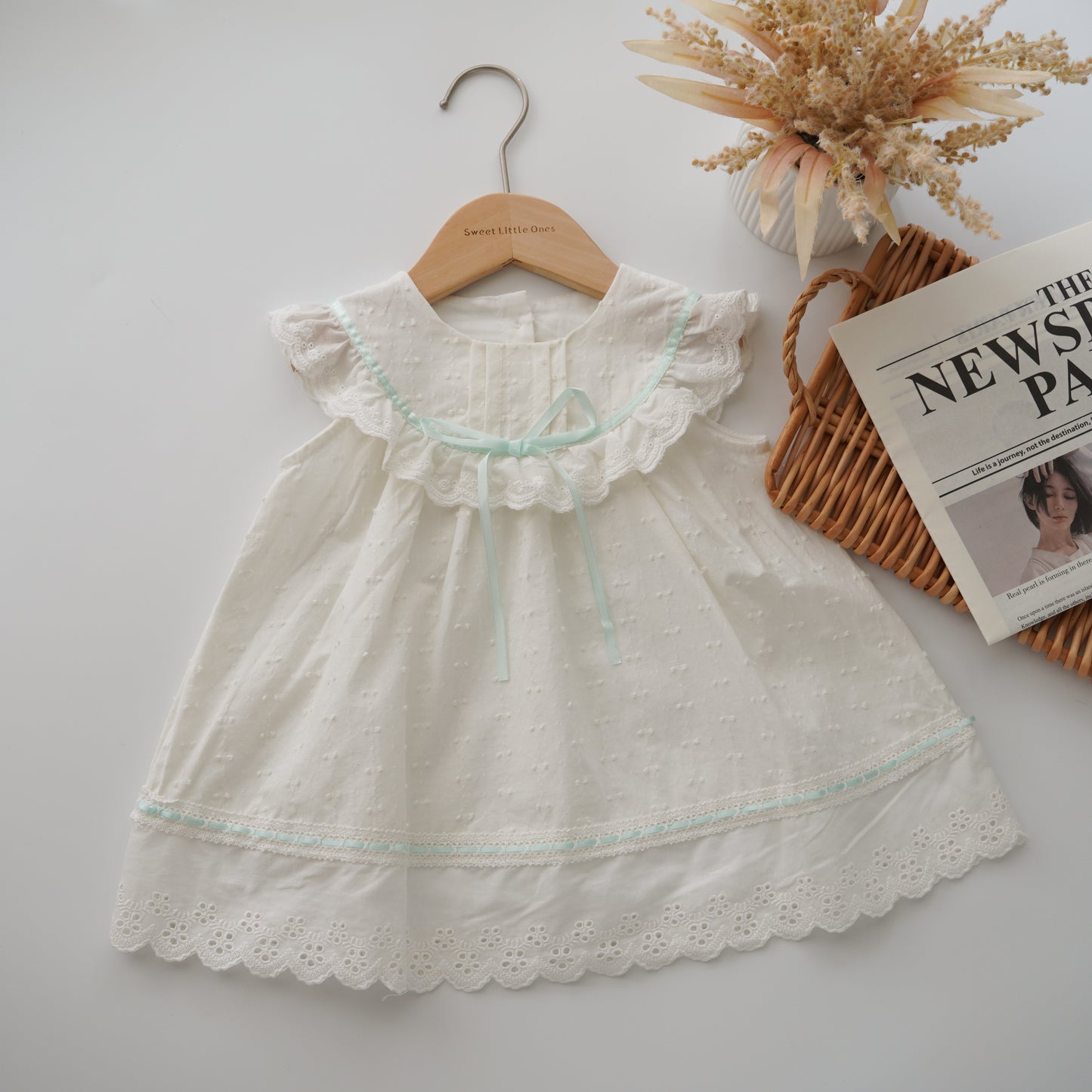 Plain White Dress with Ribbon Details