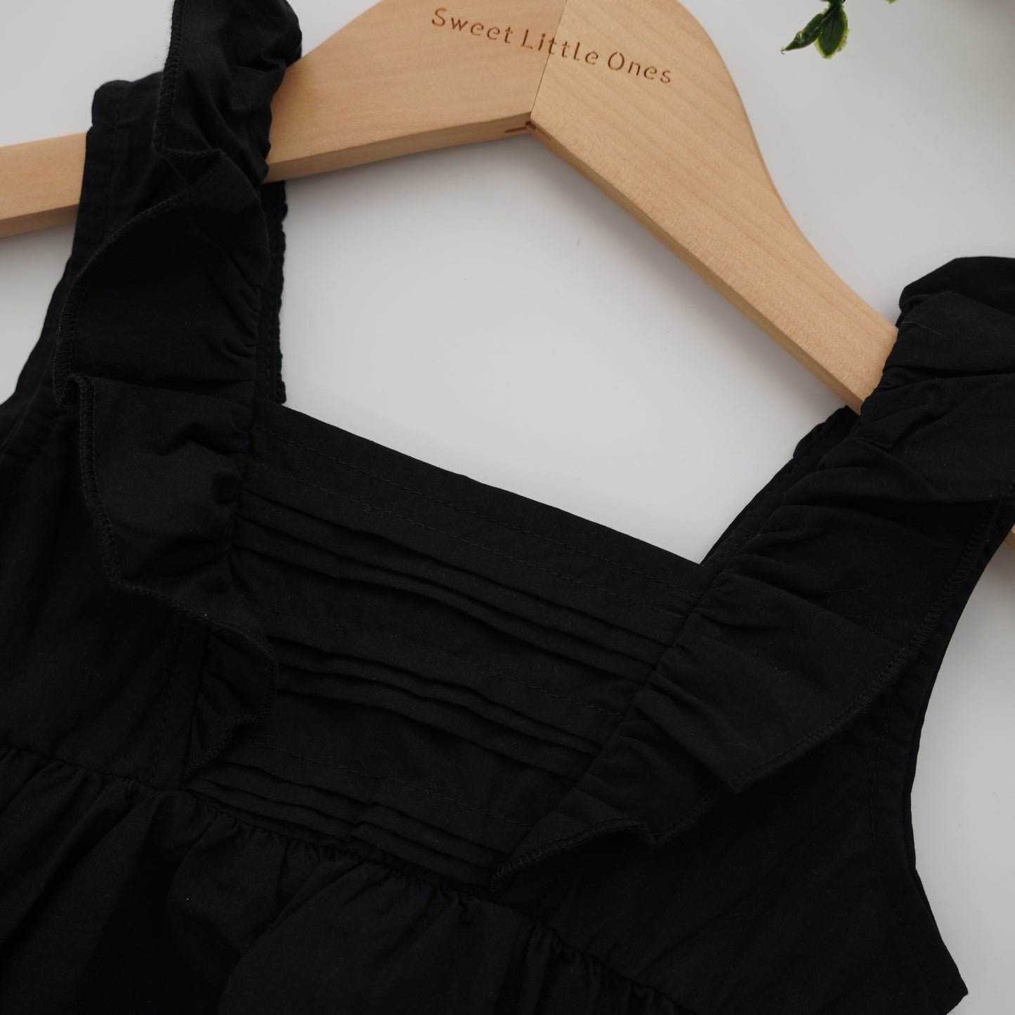 Classic Black Ruffled Top & Long Pants Set