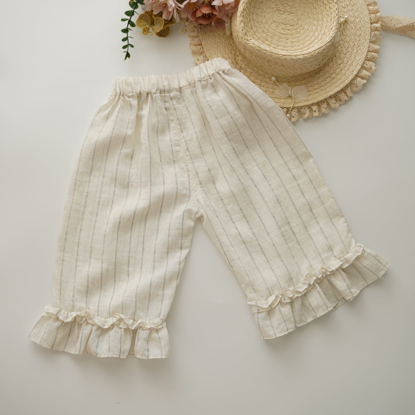 Classic Black Ruffled Top & Long Pants Set