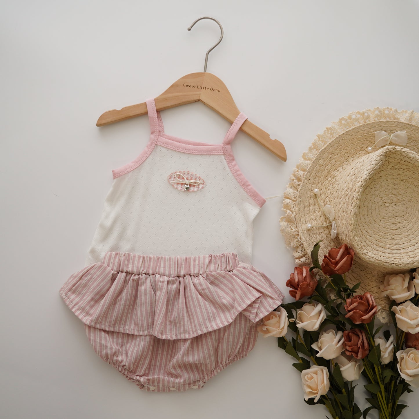 Sweet Cotton Top & Layered Pants Set
