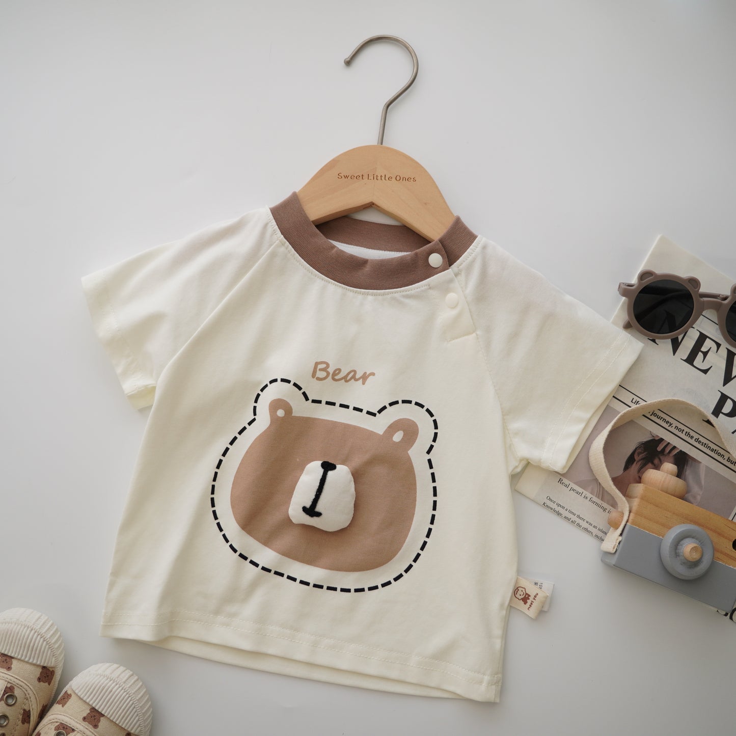 Bear Top & Line Pants Set