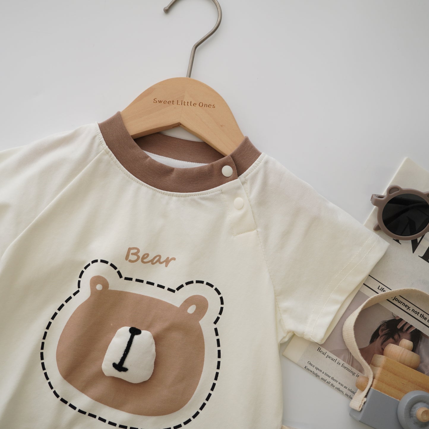 Bear Top & Line Pants Set