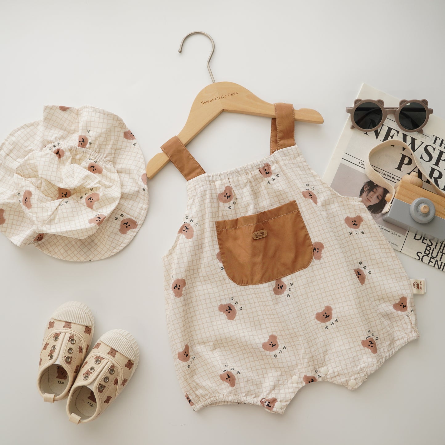 Pocket Bear Romper with Hat