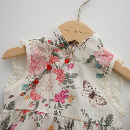 Butterfly Garden Lacey Back Cheongsam