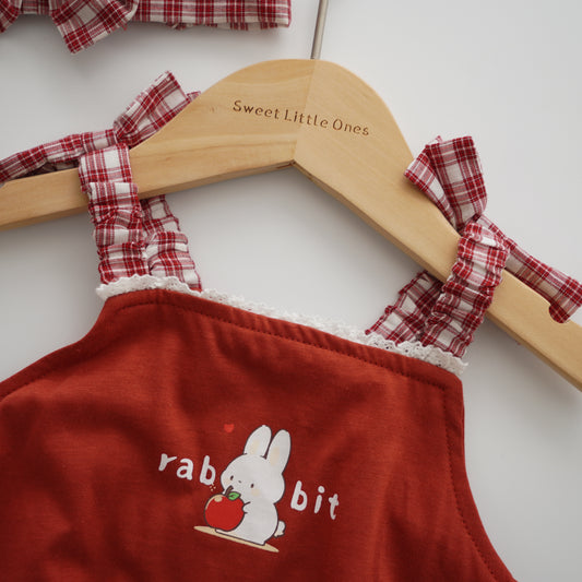 Apple Bunny in Red Romper with Hairband