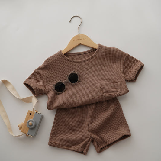 Plain Waffle Pocket Two Pieces Set