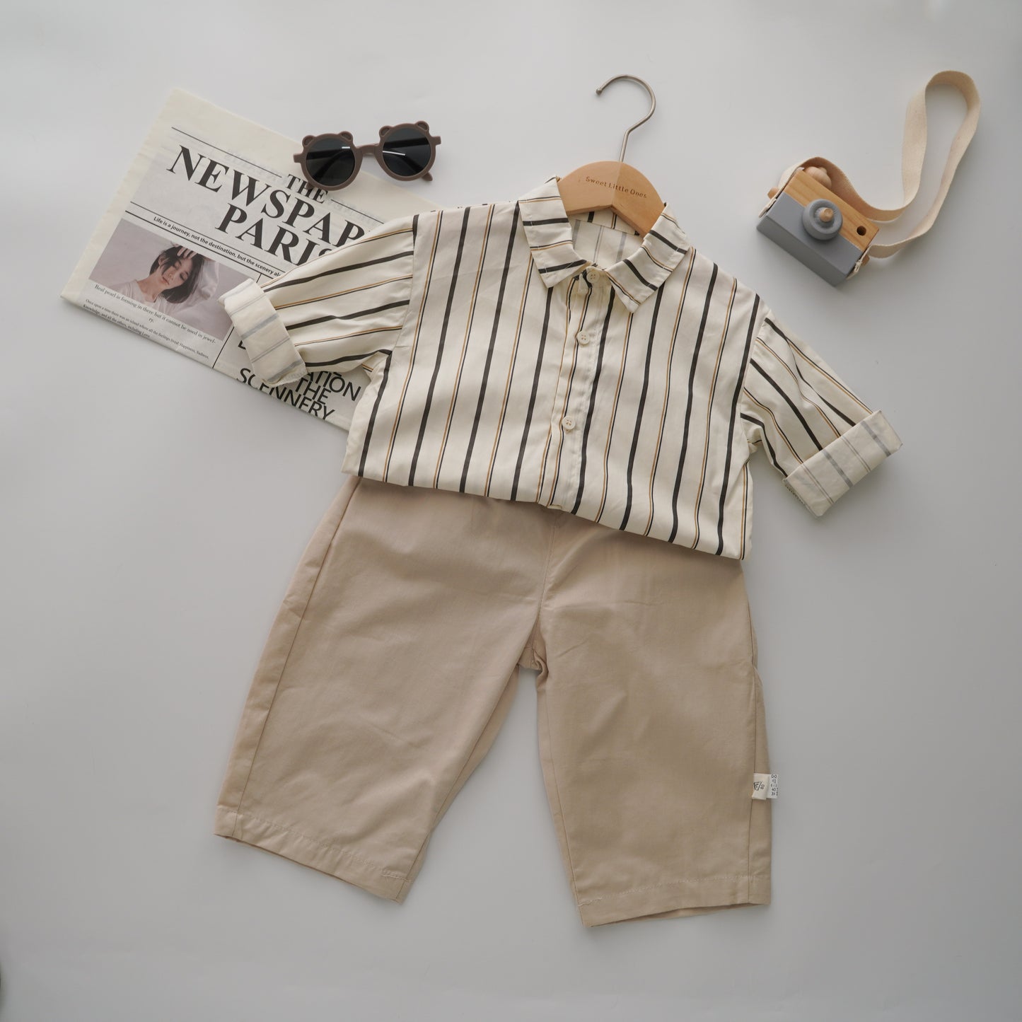Modern Line Shirt & Vest & Casual Pants Set