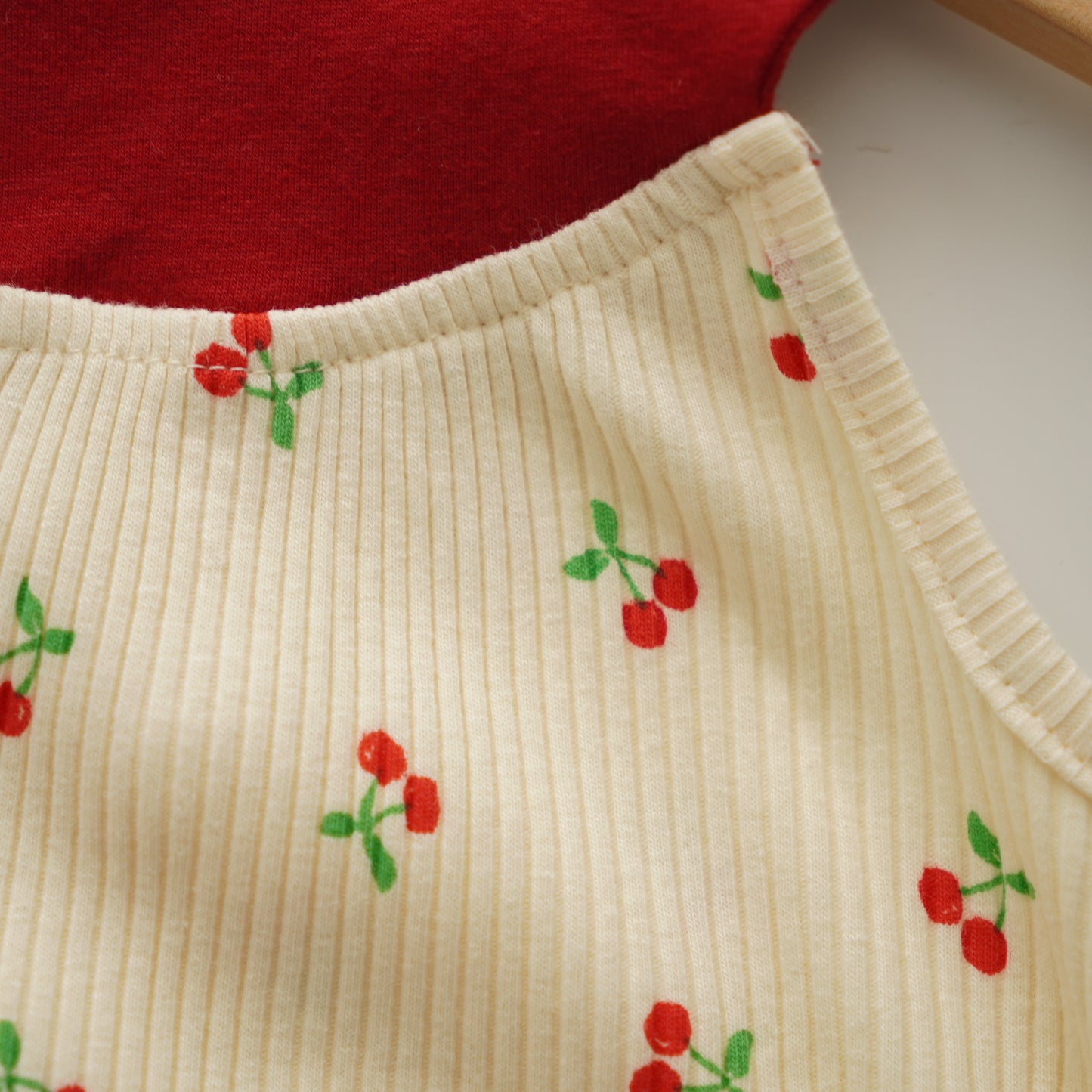 Cherry Ribbon Sleeveless Romper