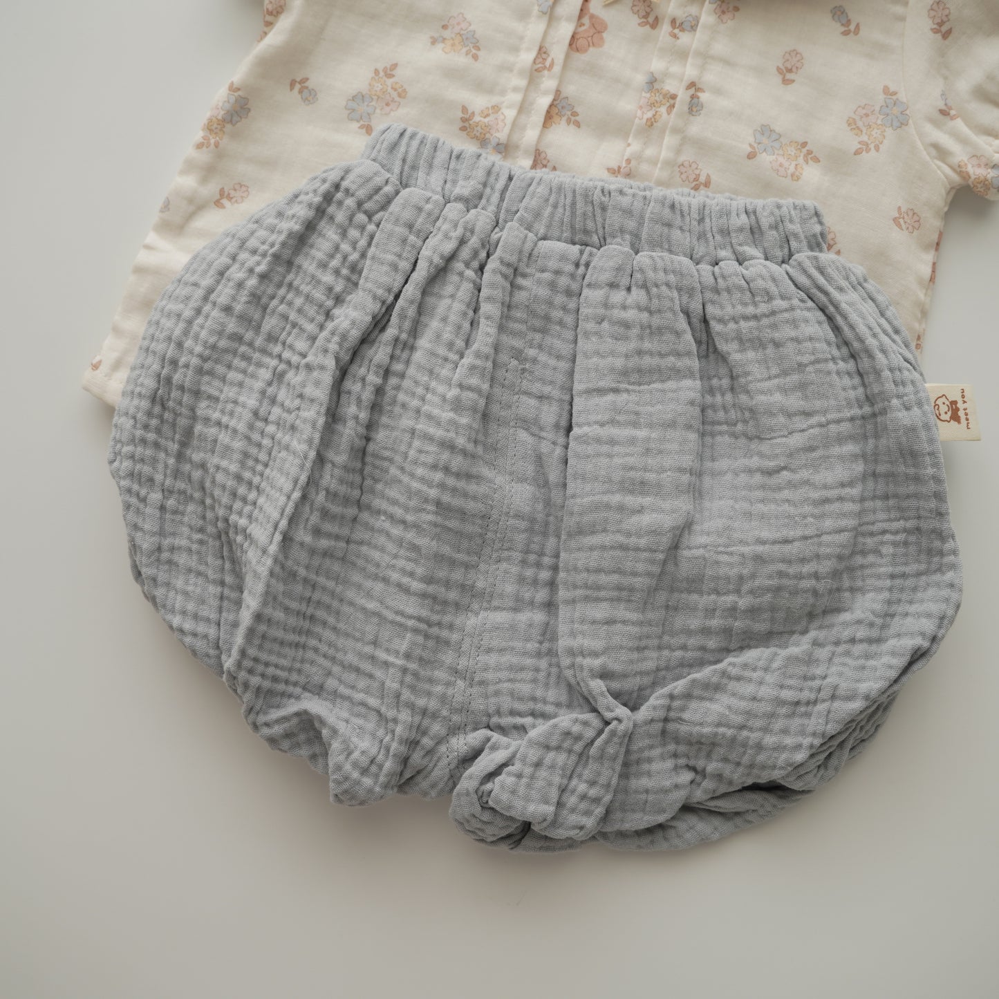 Cotton Bear & Floral Blouse & Pants Set