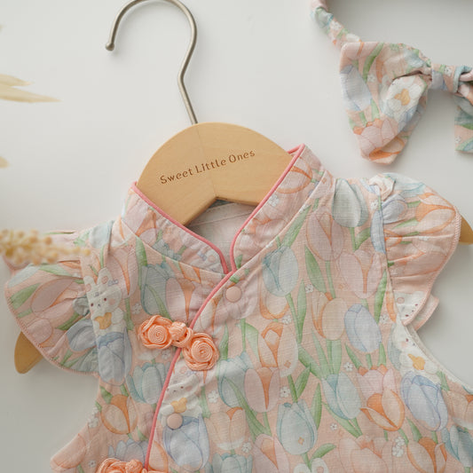 Bunny & Tulip Chinese Cheongsam with Hairband