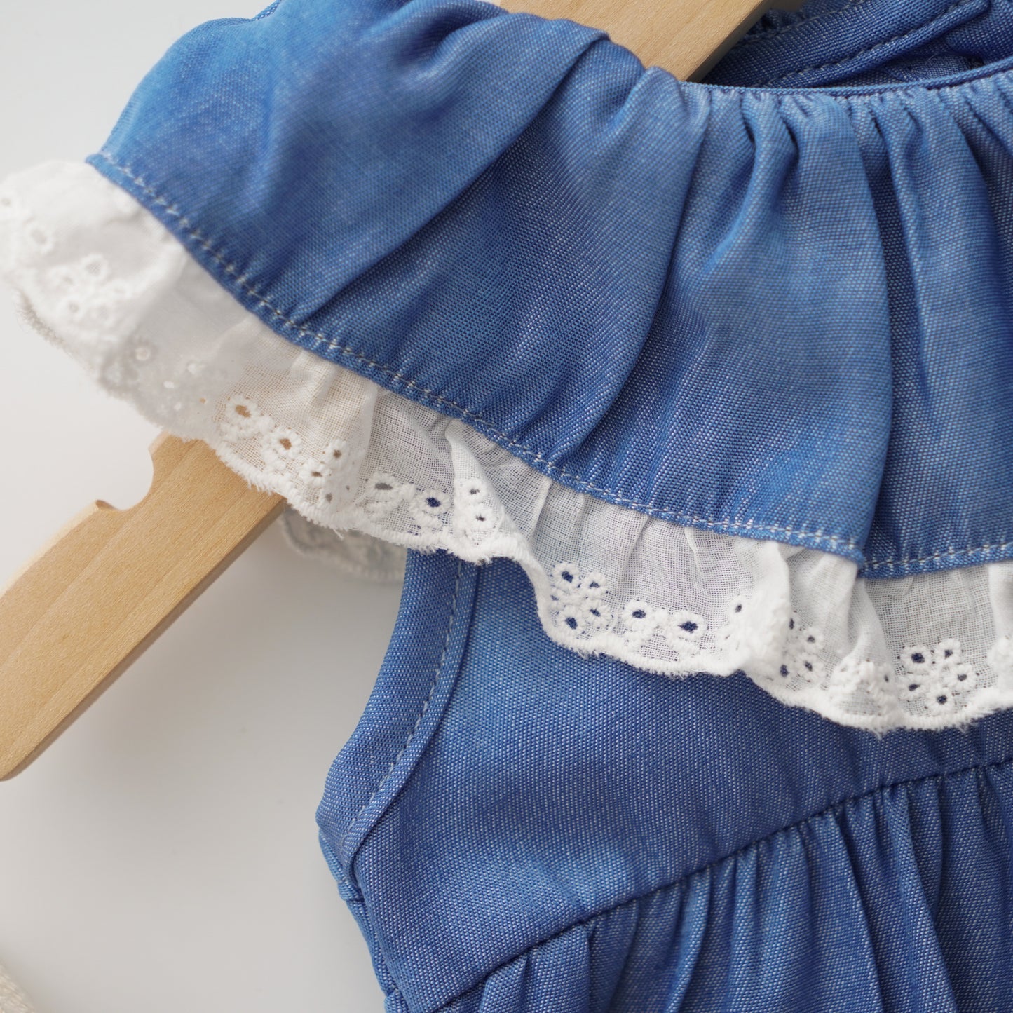 Baby Girl Denim Romper with Hairband