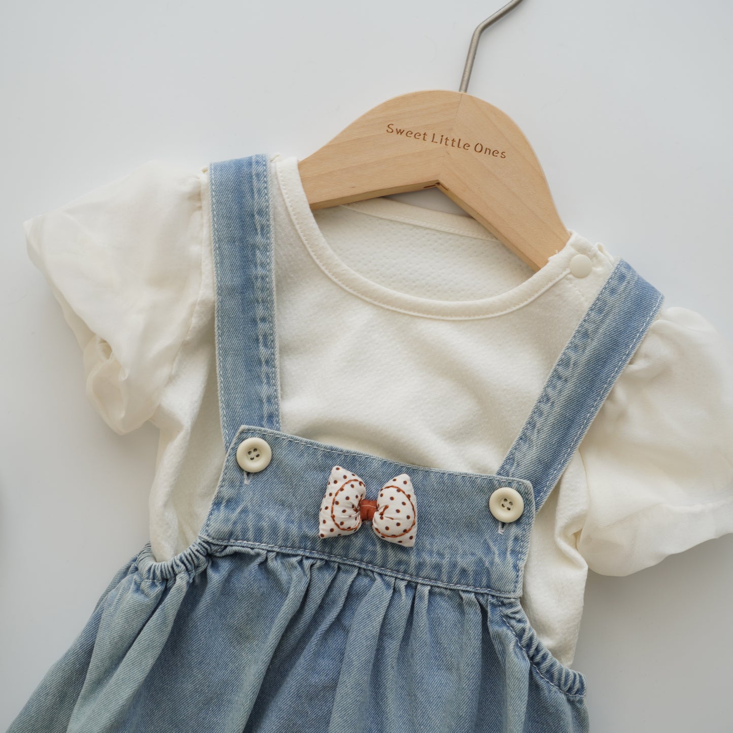 Puff Sleeves Inner with Denim Sling Set