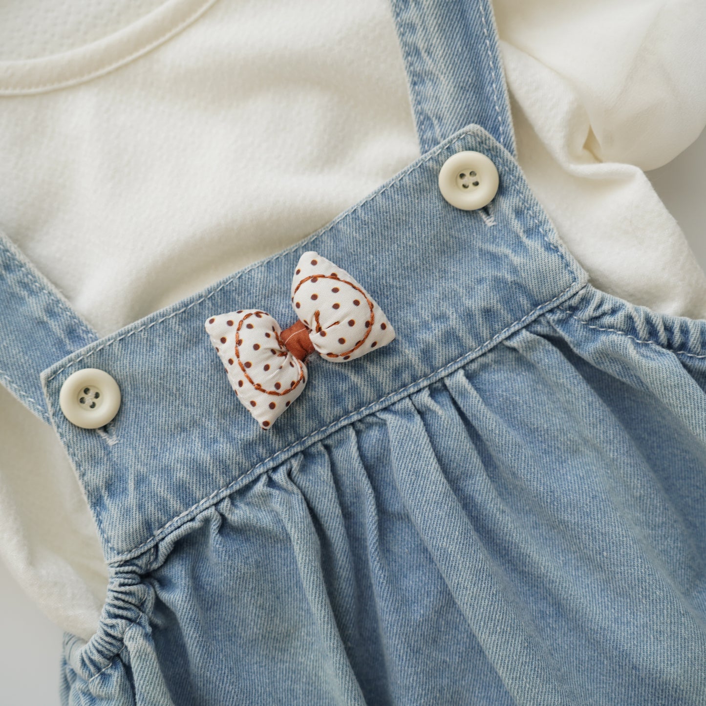 Puff Sleeves Inner with Denim Sling Set