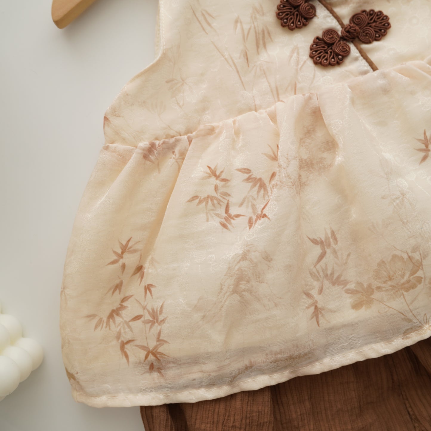 Modern Cheongsam Two Pieces Sets in Brown
