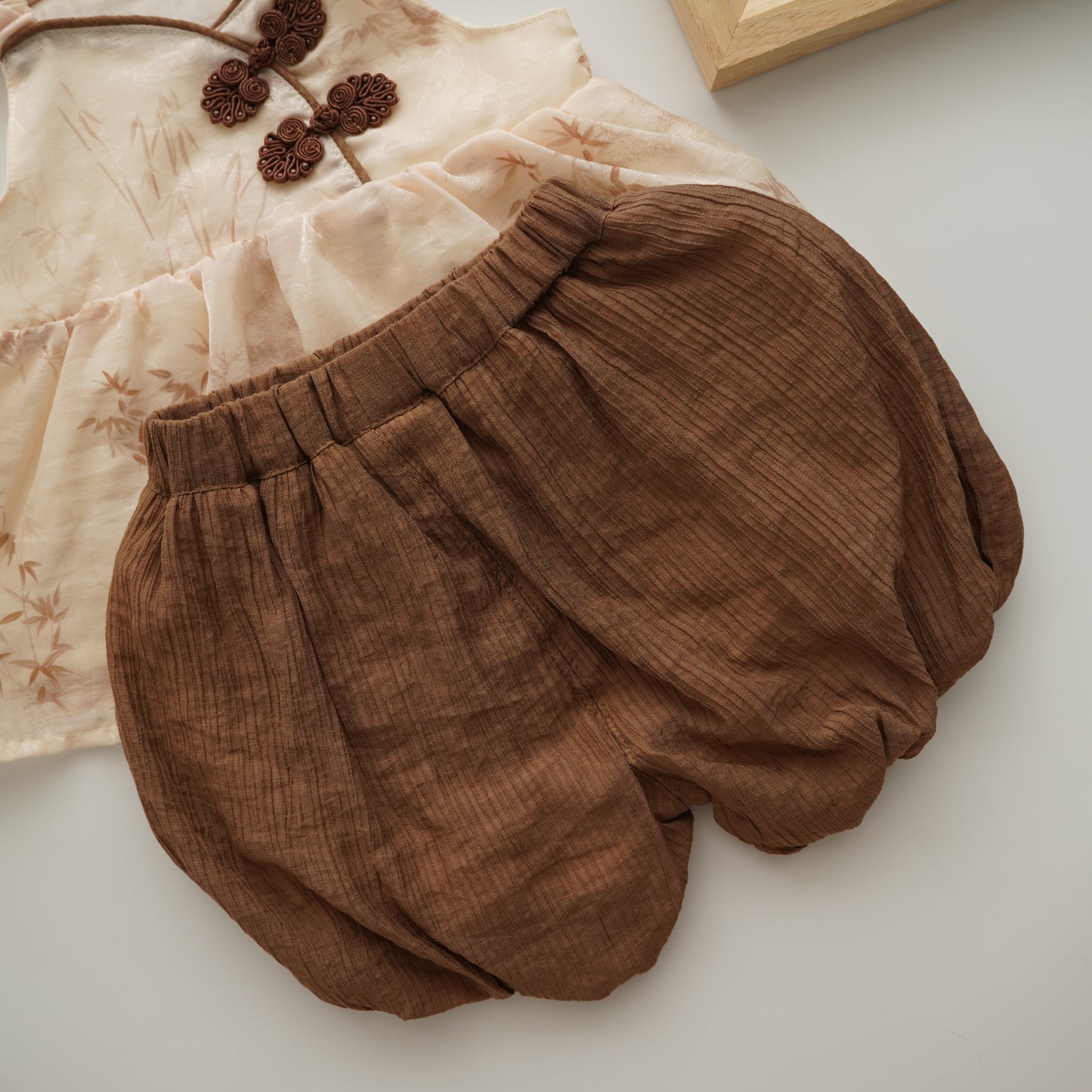 Modern Cheongsam Two Pieces Sets in Brown