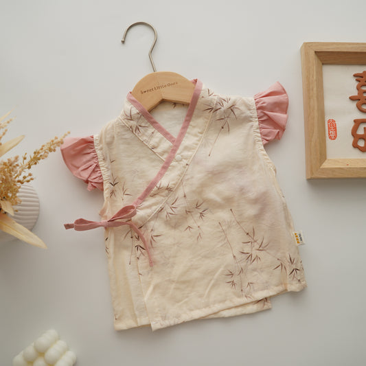 Ruffled Overlap Chinese Two Pieces Set