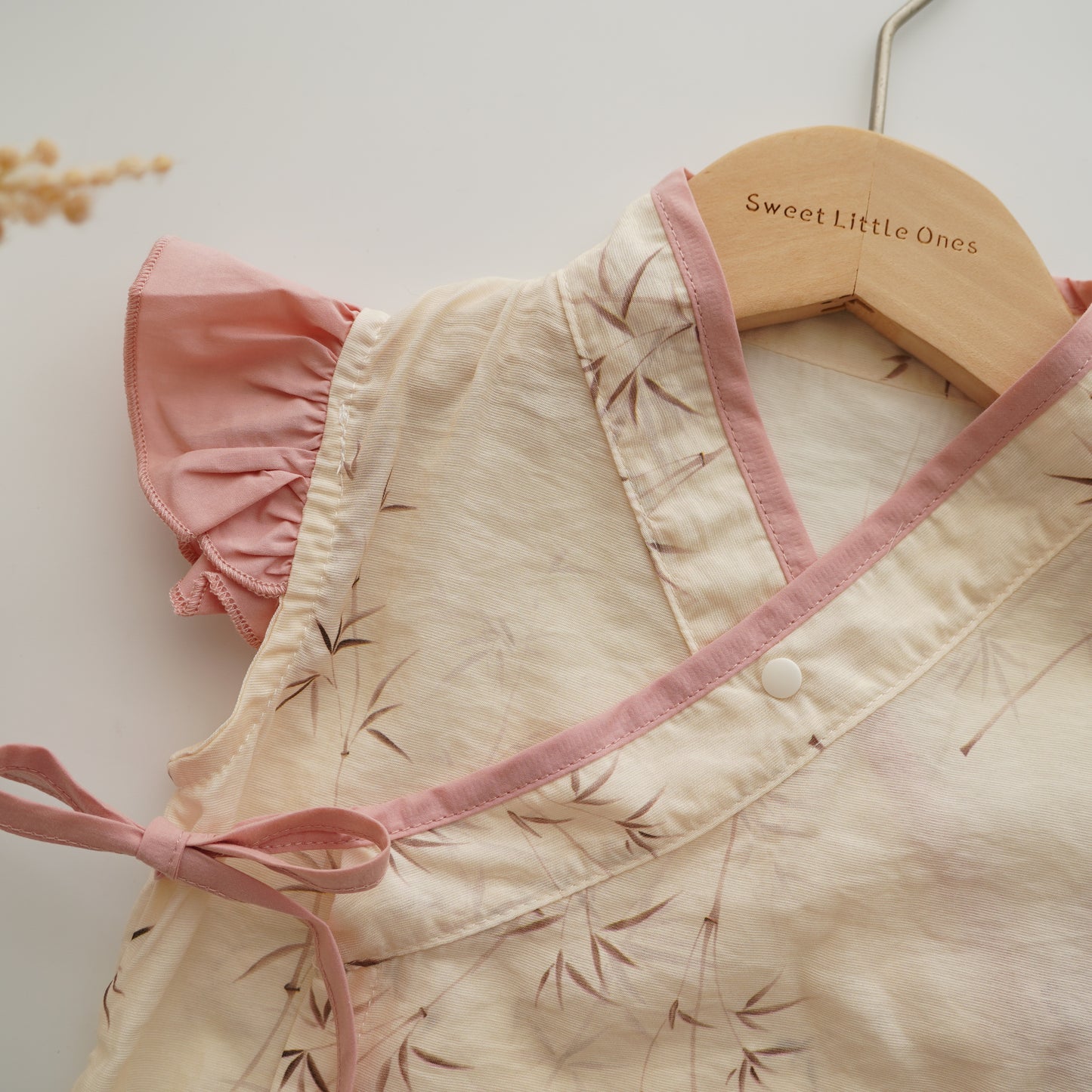 Ruffled Overlap Chinese Two Pieces Set