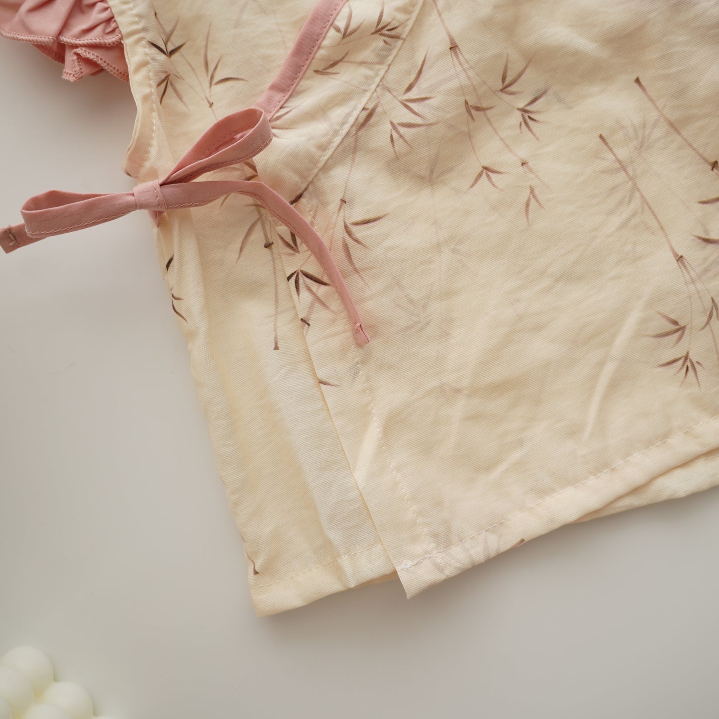 Ruffled Overlap Chinese Two Pieces Set