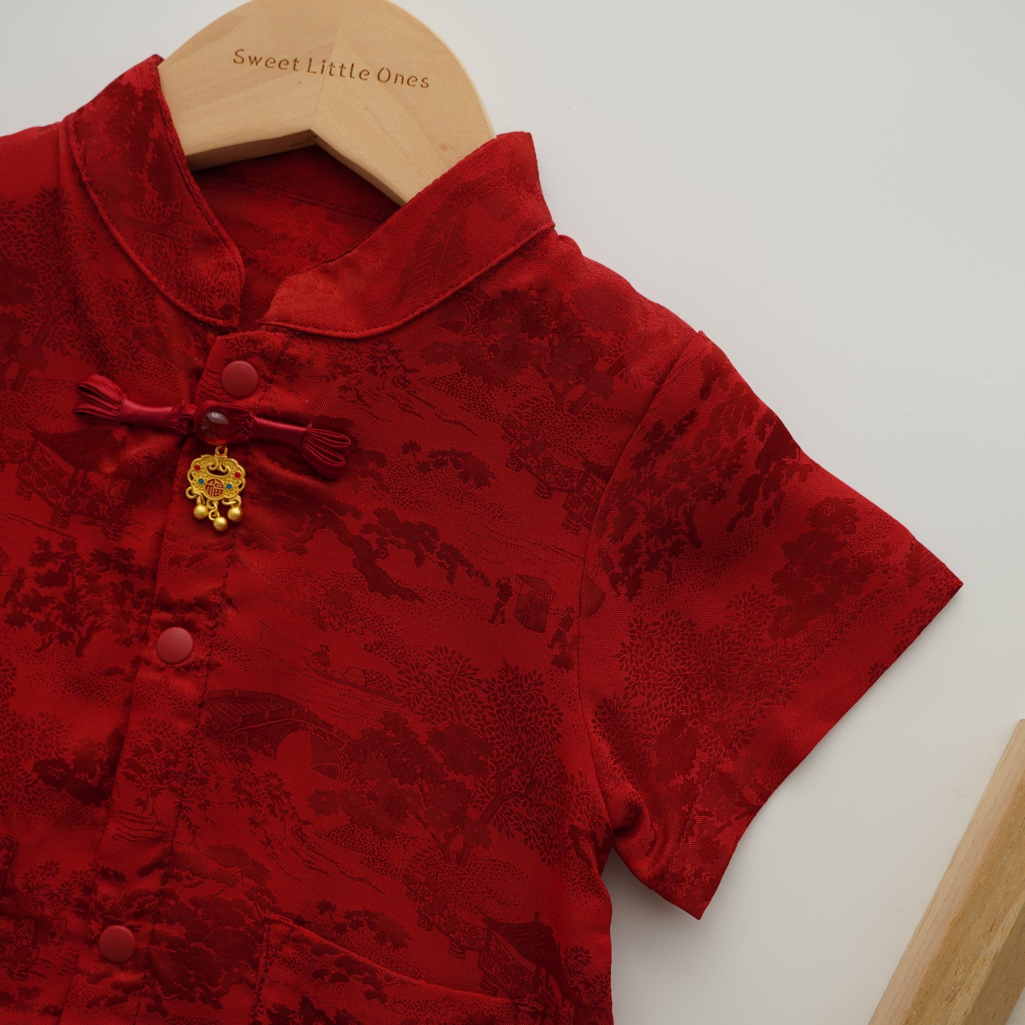 Chinese Style Boy Romper with Pendant