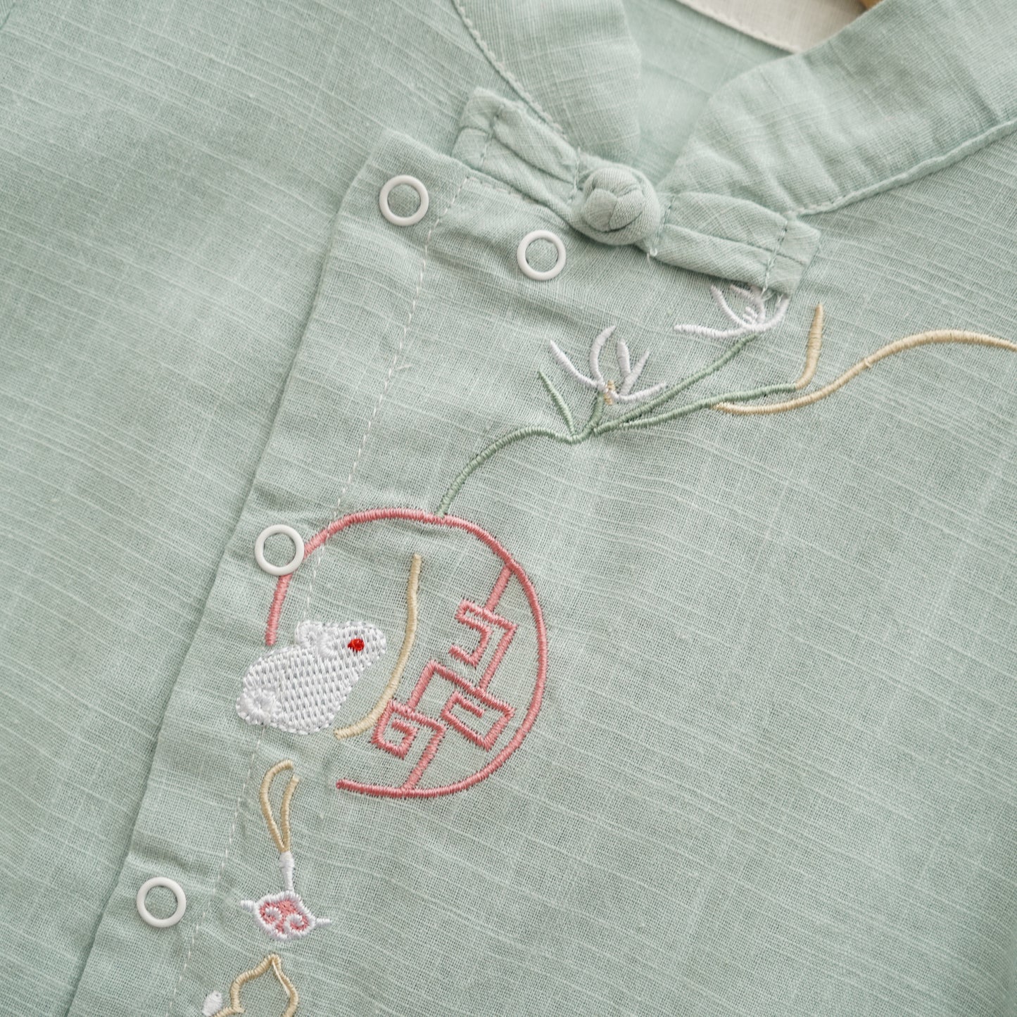 Minty Green Rabbit Chinese Romper