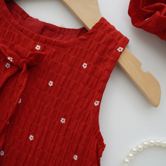 Sleeveless Red Dress with Hairband