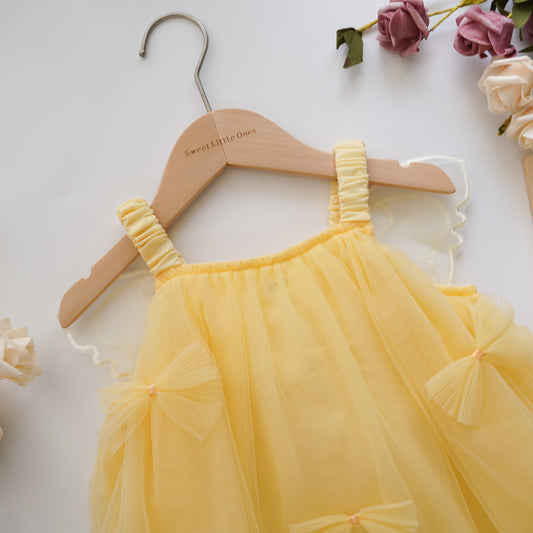 3D Back Butterfly Yellow Dress (Size 90)