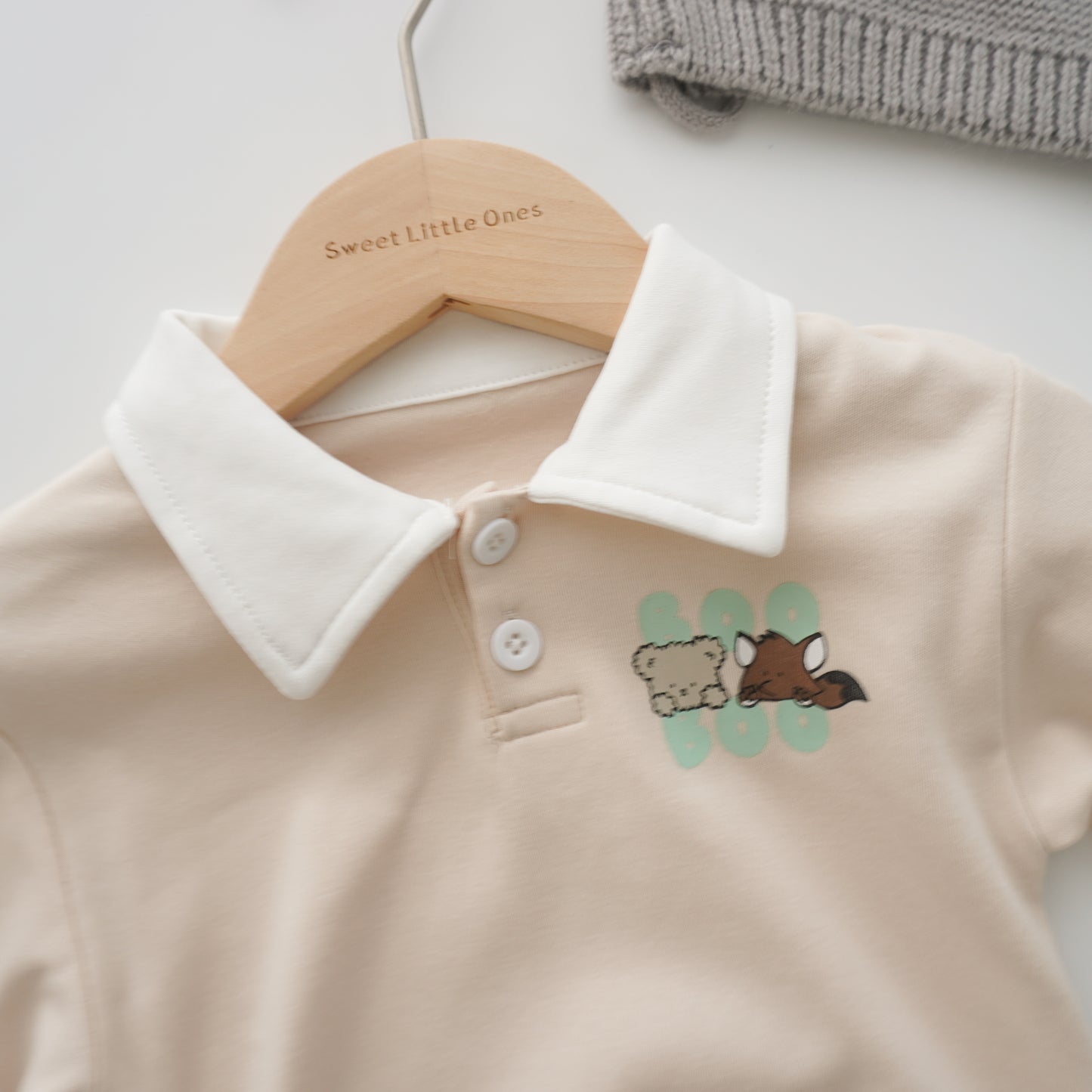 Bear Huddle Romper (White & Beige Size 66, Green Size 66&80)