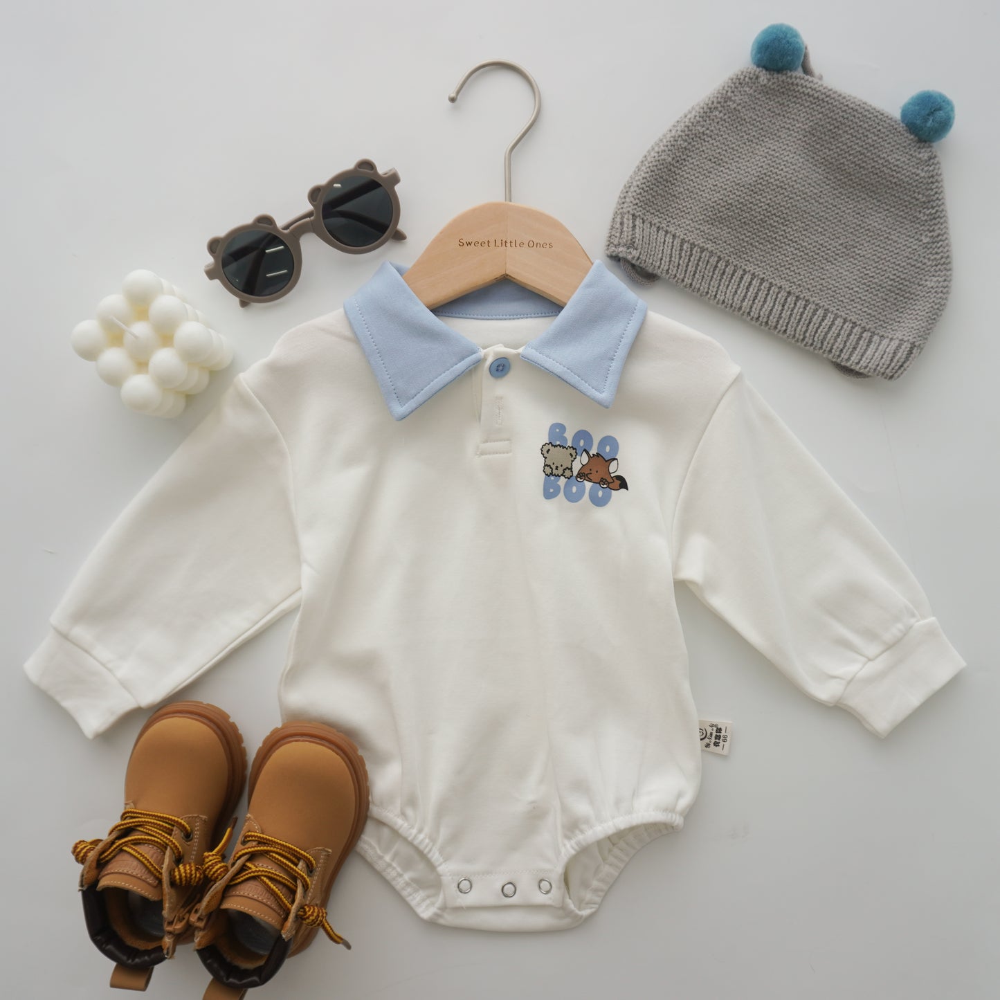 Bear Huddle Romper (White & Beige Size 66, Green Size 66&80)