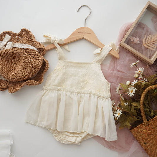 Selt-Tie Mesh Summer Layer Romper (Size 90)