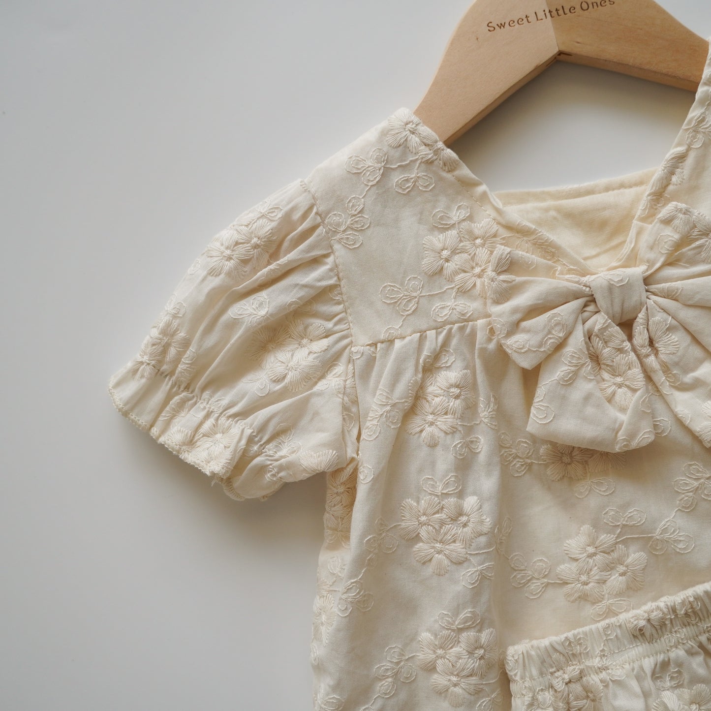 Embroidery Plain Ribbon Two Pieces Set