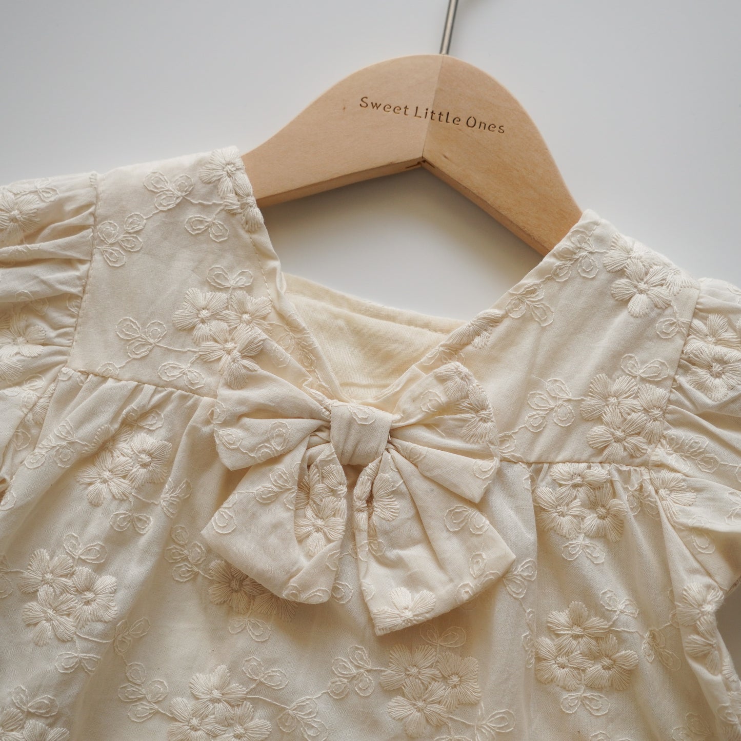 Embroidery Plain Ribbon Two Pieces Set