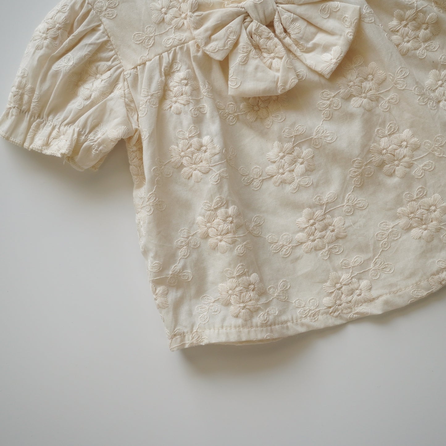 Embroidery Plain Ribbon Two Pieces Set