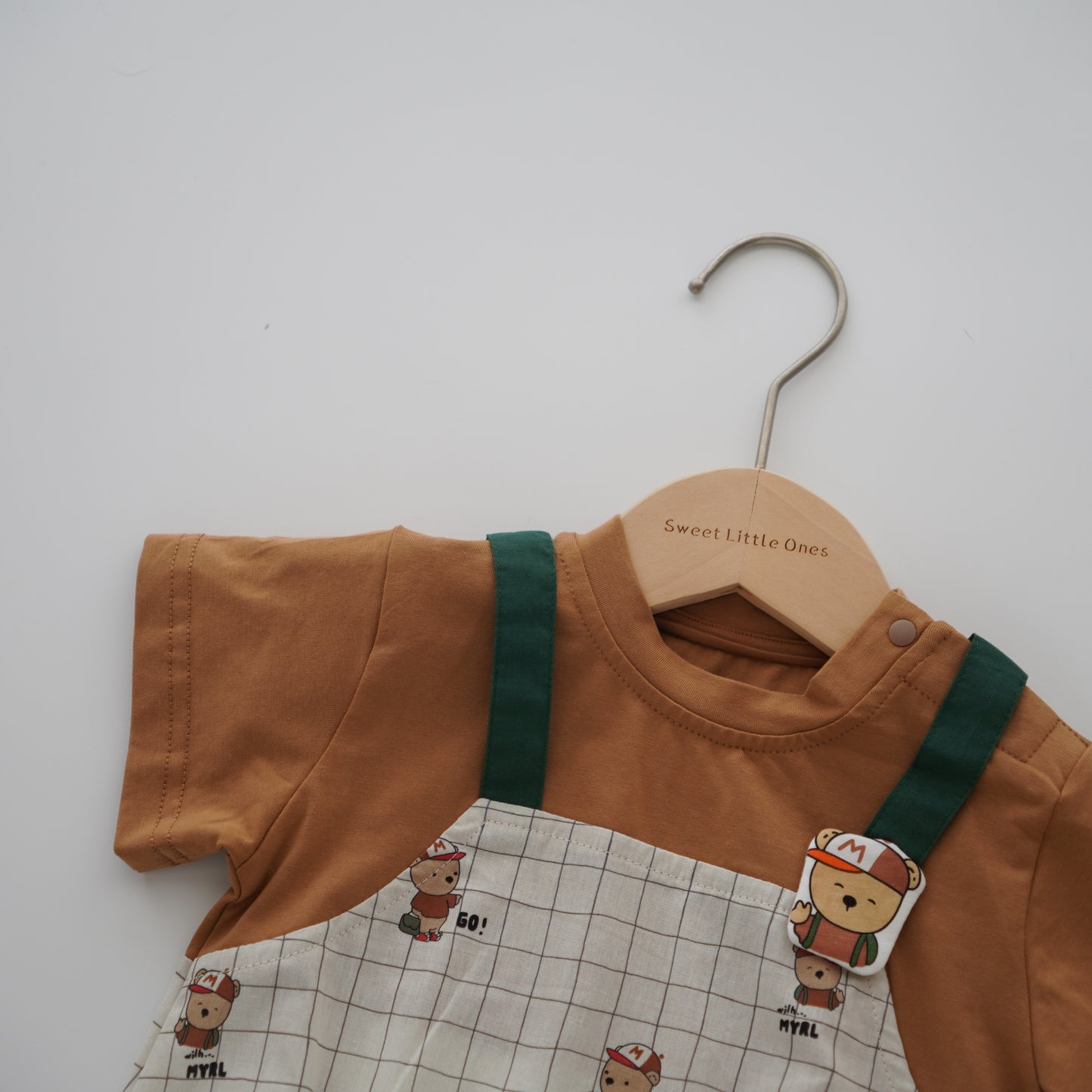 Contrast Bear Romper in Brown