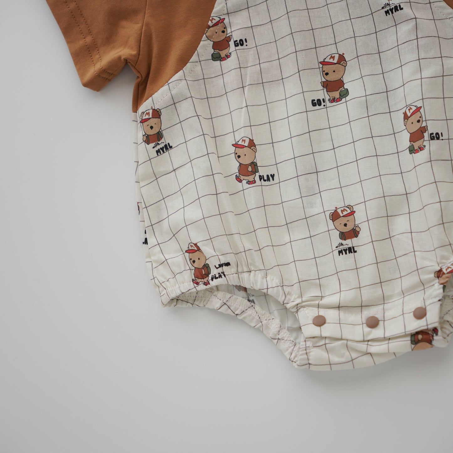 Contrast Bear Romper in Brown